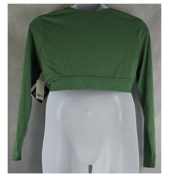 NWT Bar III Women's Nicole Williams Long-Sleeve Crop Top, Comfrey Green - Picture 4 of 4